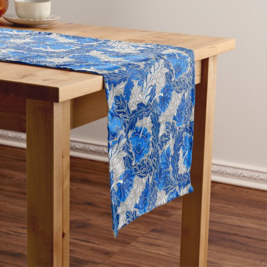 William Morris Floral, Sapphire Blue en Gray Korte Tafelloper (Voorbeeld)