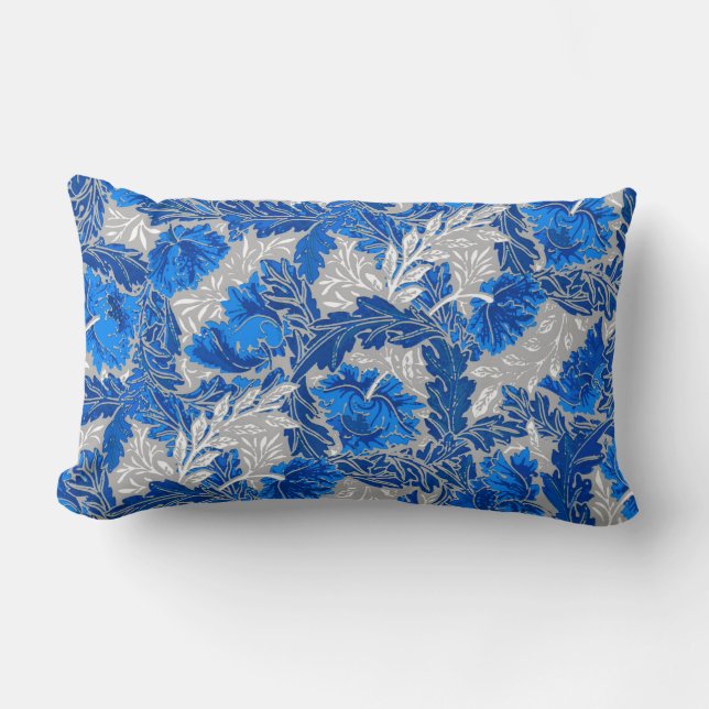 William Morris Floral, Sapphire Blue en Gray Kussen (Voorkant)