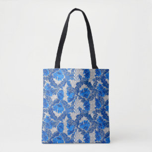 William Morris Floral, Sapphire Blue en Gray Tote Bag