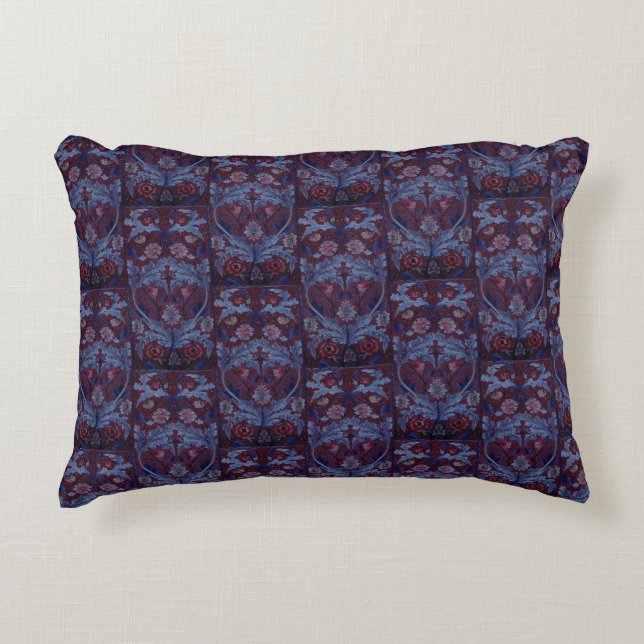 William Morris  Floral Textile Embroidery Accent Kussen (Voorkant)