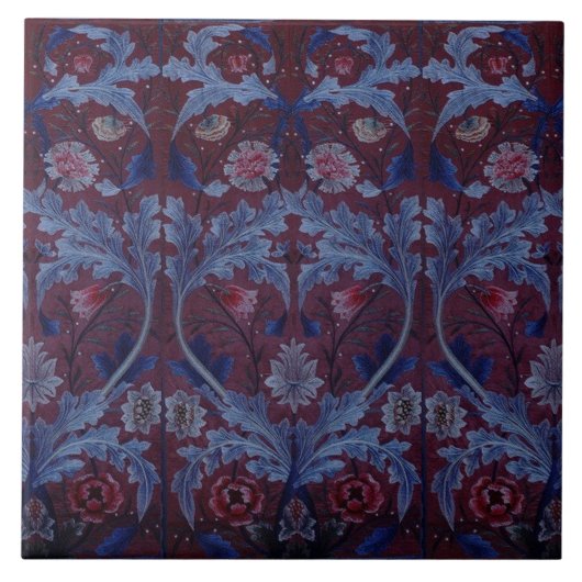 William Morris  Floral Textile Embroidery Tegeltje (Voorkant)