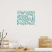 William Morris Floral Wallpaper Blauwgroen Poster (Keuken)