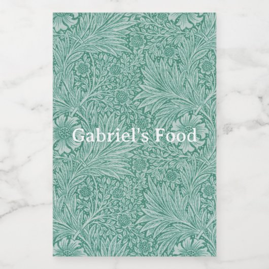 William Morris Floral Wallpaper Voedselcontainer Etiket (Enkel label)