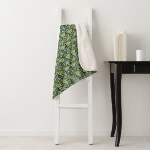 William Morris Floral Wey Pattern Sherpa Deken