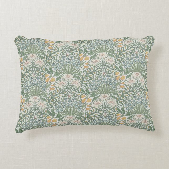 William Morris  Floral Yellow Blue Garden Accent Kussen (Voorkant)