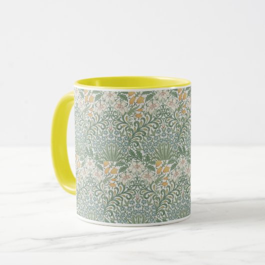 William Morris  Floral Yellow Blue Garden Mok (Voorkant links)