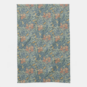 William Morris  Floral Yellow Blue Iris Theedoek