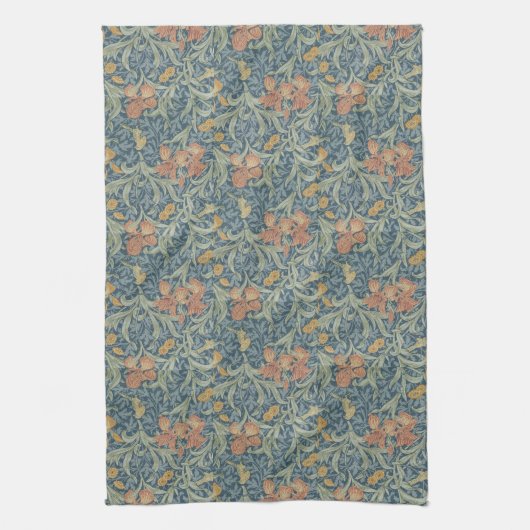 William Morris Floral Yellow Blue Iris Theedoek (Verticaal)