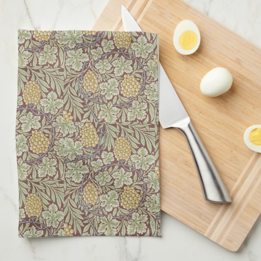 William Morris Floral Yellow Green Vine Theedoek (Quarter Fold)