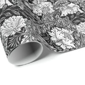 William Morris Floral, zwart, wit en grijs Cadeaupapier (Rol Hoek)