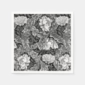 William Morris Floral, zwart, wit en grijs Servetten (Voorkant)