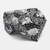 William Morris Floral, zwart, wit en grijs Stropdas (Opgerold)