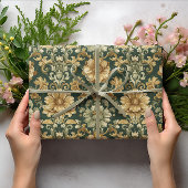 William Morris Florals verlaat kerstpatroon Cadeaupapier