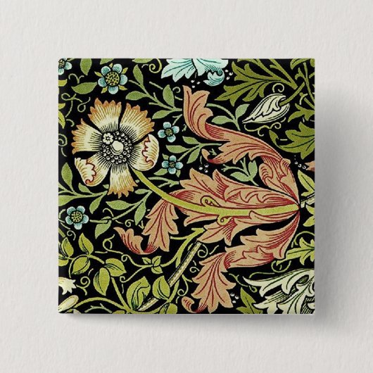 William Morris Flower design Vierkante Button 5,1 Cm (Voorkant)