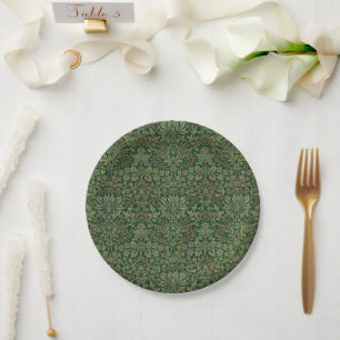 William Morris Flower Garden-Groene tinten Papieren Bordje