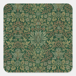 William Morris Flower Garden-Groene tinten Vierkante Sticker