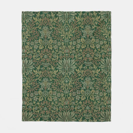 William Morris Flower Garden-Groenen Fleece Deken (Voorkant)