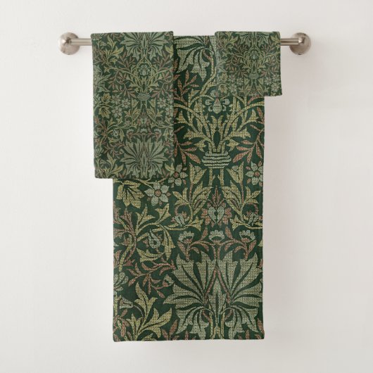 William Morris Flower Garden Tapestry Classic Bad Handdoek (Insitu)
