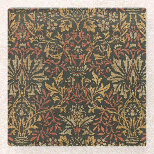 William Morris Flower Garden Tapestry Glazen Onderzetter (Voorkant)