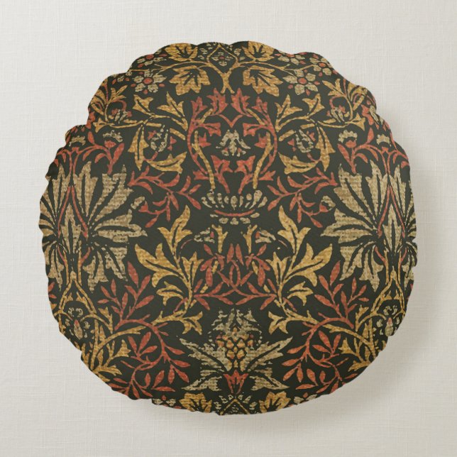 William Morris Flower Garden Tapestry Rond Kussen (Voorkant)