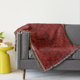 William Morris Flowers Birds Red Deken