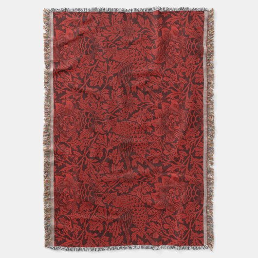 William Morris  Flowers Birds Red Deken (Voorkant Verticaal)