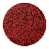 William Morris  Flowers Birds Red Keramische Knop (Voorkant)