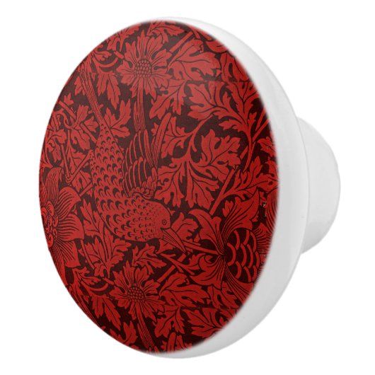 William Morris  Flowers Birds Red Keramische Knop (Rechts)
