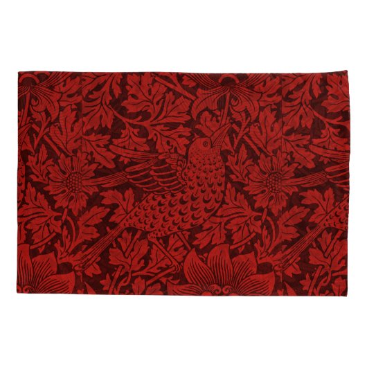 William Morris  Flowers Birds Red Kussensloop (Achterkant-Links)