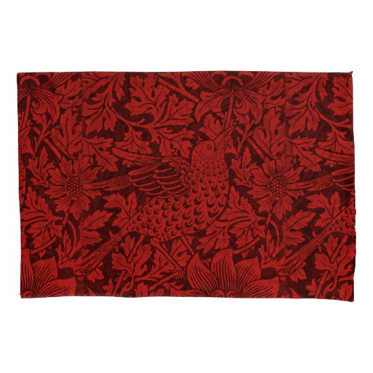 William Morris  Flowers Birds Red Kussensloop (Voorkant-Links)