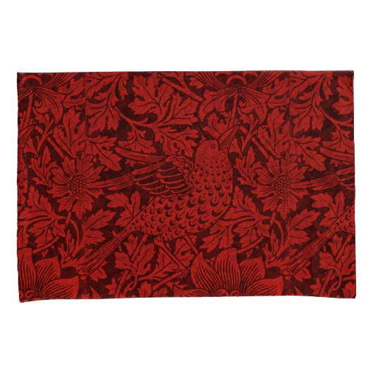 William Morris  Flowers Birds Red Kussensloop (Voorkant-Rechts)