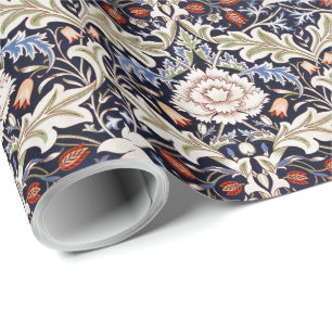 William Morris  Flowers Blauw Bloemenpatroon Cadeaupapier