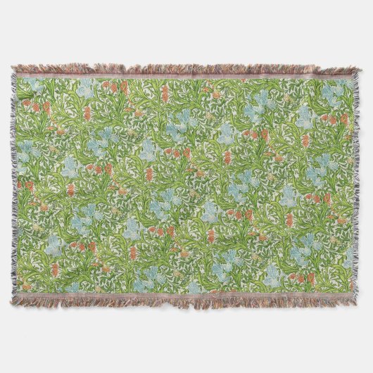 William Morris  Flowers Floral Green Pink Deken (Voorkant)