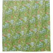 William Morris Flowers Floral Green Pink Douchegordijn (Voorkant)