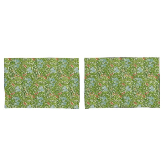William Morris  Flowers Floral Green Pink Kussensloop (Voorkant-Set)