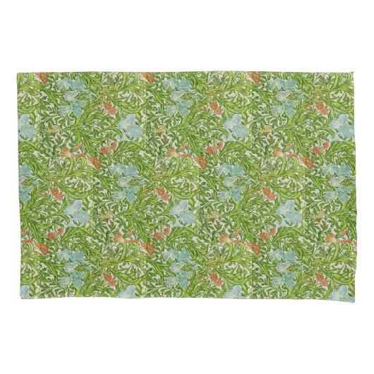 William Morris Flowers Floral Green Pink Kussensloop (Voorkant-Links)