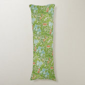 William Morris  Flowers Floral Green Pink Lichaamskussen (Voorkant Verticaal)