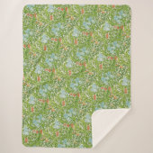 William Morris  Flowers Floral Green Pink Sherpa Deken (Voorkant)