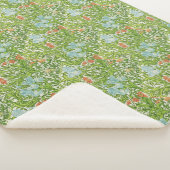 William Morris  Flowers Floral Green Pink Sherpa Deken (3/4)