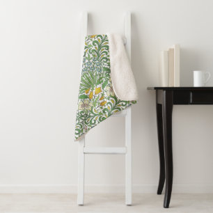 William Morris Flowers Garden Wallpaper Sherpa Deken