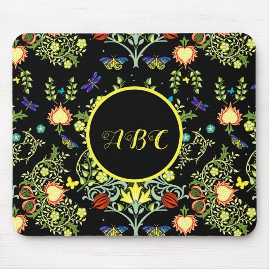 William Morris  Flowers Monogram Muismat (Voorkant)