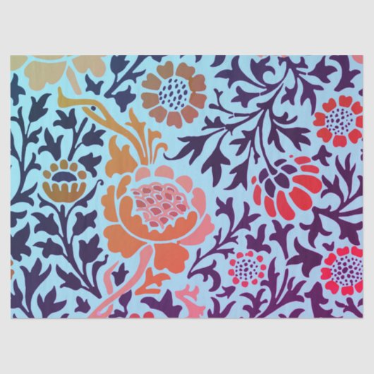 William Morris FLOWERS OVER BLUE Tissue Paper Tissuepapier (Voorkant)