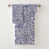 William Morris  Flowers Vogels Blauw Wit Bad Handdoek (Insitu)