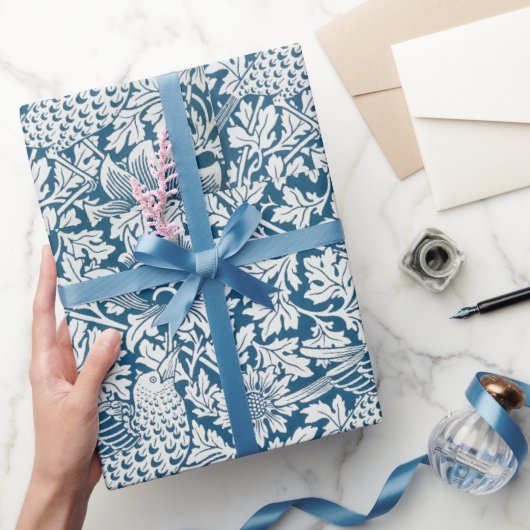 William Morris  Flowers Vogels Blauw Wit Cadeaupapier (Geschenken)