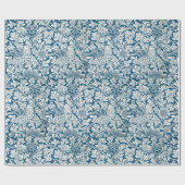 William Morris  Flowers Vogels Blauw Wit Cadeaupapier (Vlak)