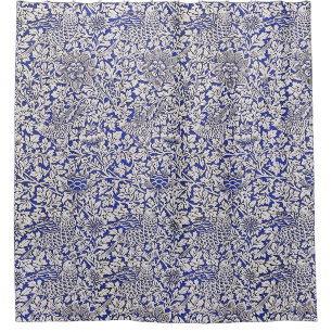 William Morris Flowers Vogels Blauw Wit Douchegordijn