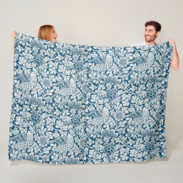 William Morris  Flowers Vogels Blauw Wit Fleece Deken