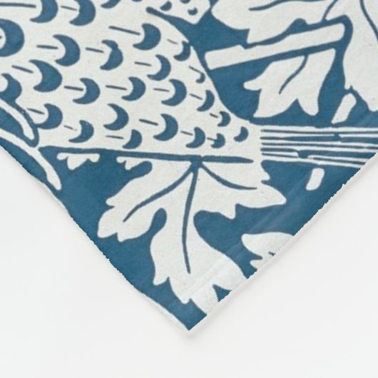 William Morris  Flowers Vogels Blauw Wit Fleece Deken (Hoek)
