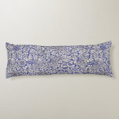 William Morris  Flowers Vogels Blauw Wit Lichaamskussen (Achterkant)