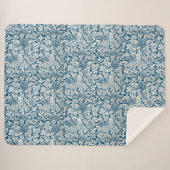 William Morris  Flowers Vogels Blauw Wit Sherpa Deken (Voorkant (horizontaal))